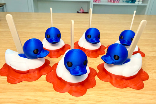 Melting Bomb Pop Duck – Patriotic 3D Printed Duck Set of 6