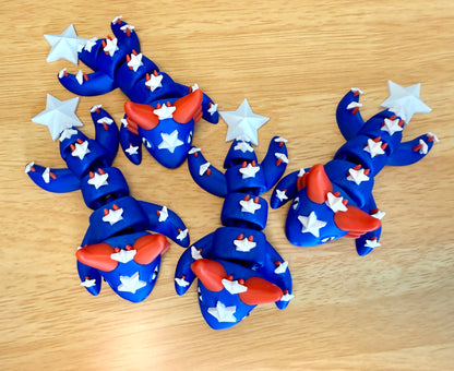 Patriotic Articulated Dragon – Red, White & Blue Flexi Dragon Set of 2
