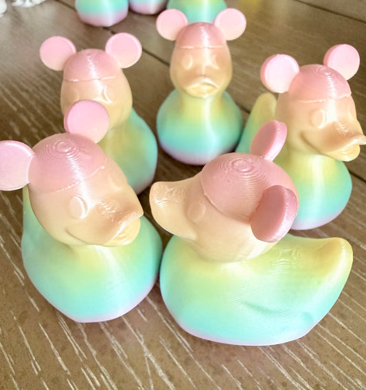 Glow in the dark Rainbow Cruise Ducks with Mouse Ears – 3D Printed Cruise Hide & Seek Duck Set of 6