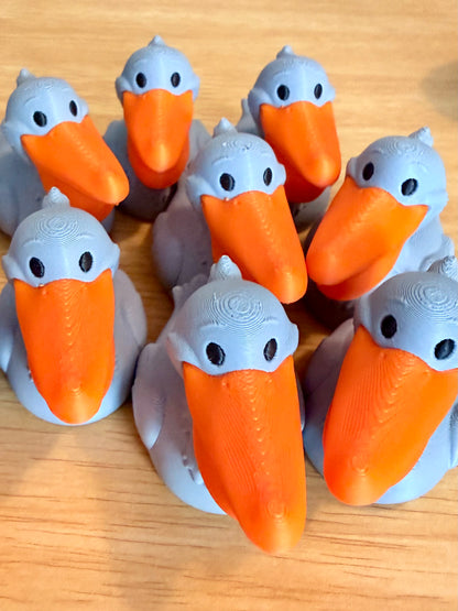 Grey set of 6- 3D Printed Pelican Duck