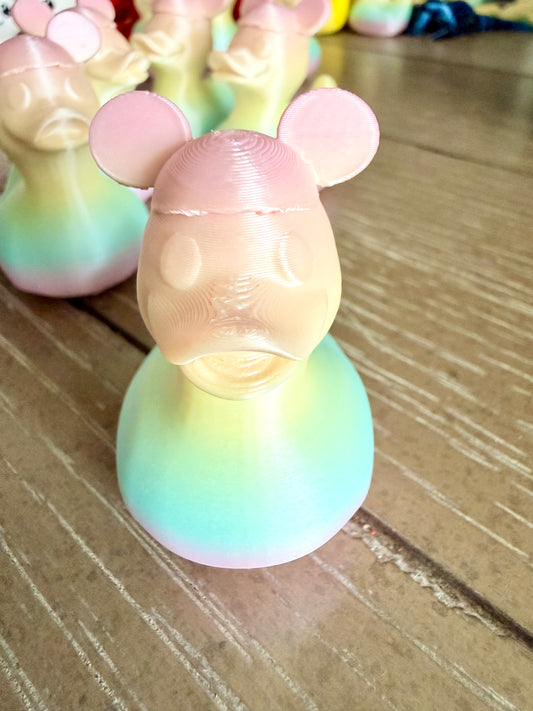 Glow in the dark Rainbow Cruise Ducks with Mouse Ears – 3D Printed Cruise Hide & Seek Duck Set of 6