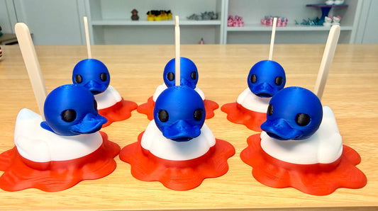 Melting Bomb Pop Duck – Patriotic 3D Printed Duck Set of 6