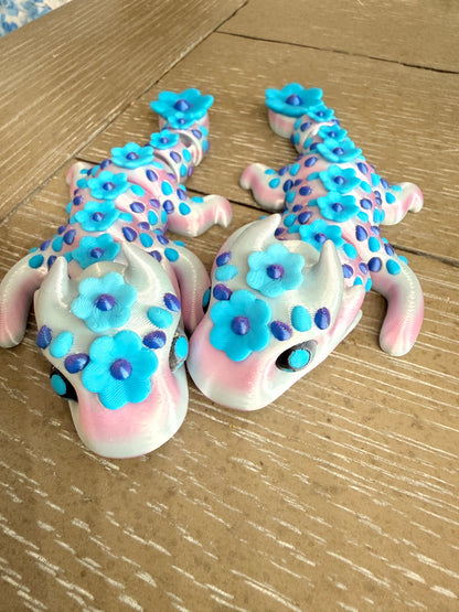 🌸 Articulated Floral Dragon – Pastel Fantasy Flexi Dragon