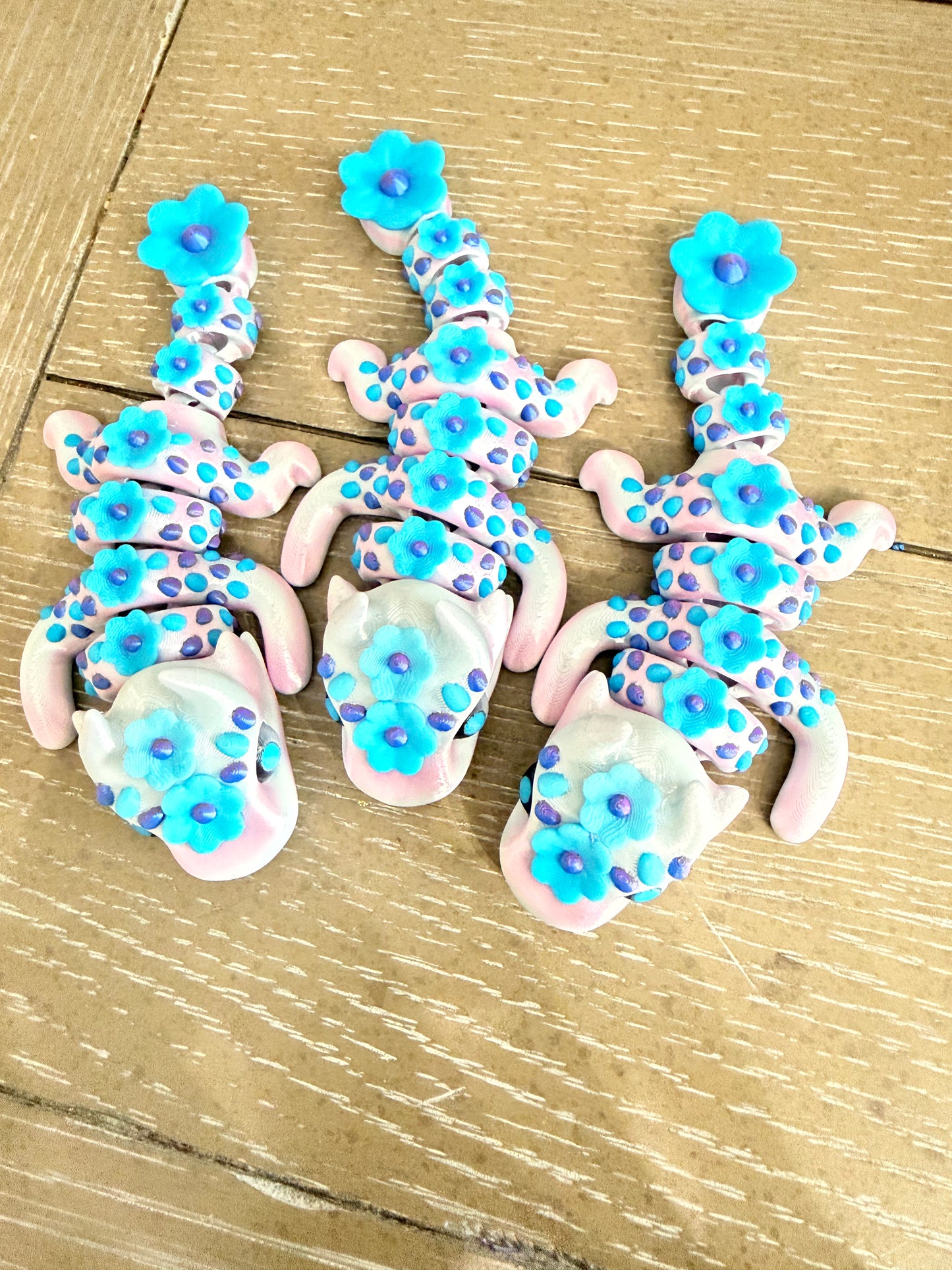 🌸 Articulated Floral Dragon – Pastel Fantasy Flexi Dragon