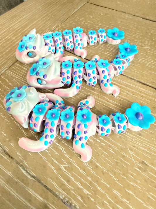 🌸 Articulated Floral Dragon – Pastel Fantasy Flexi Dragon