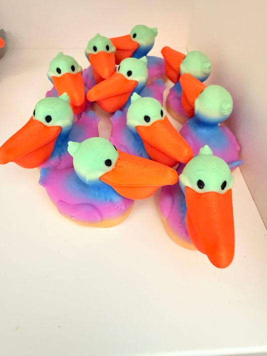 Colorful Pelican Duck – Tropical Gradient - Set of 6
