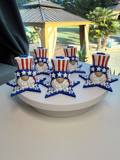 Patriotic Uncle Sam Gnome – 3D Printed Decor Set of 6