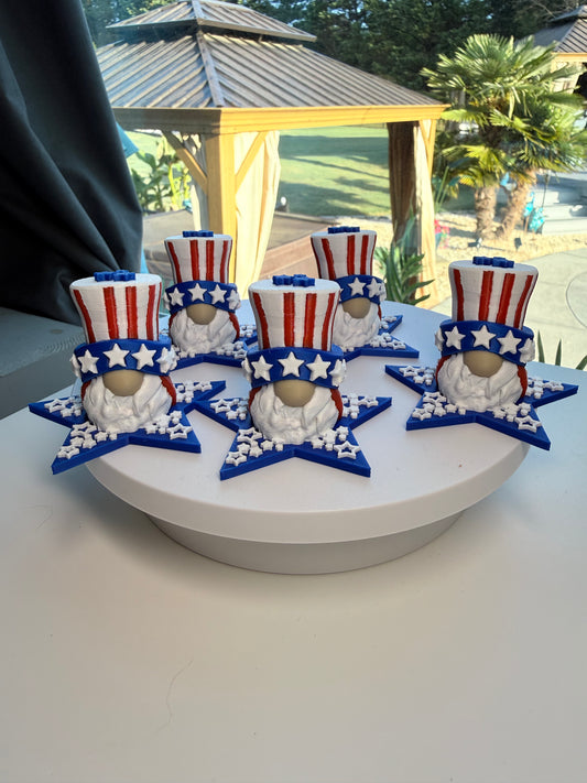 Patriotic Uncle Sam Gnome – 3D Printed Decor Set of 6