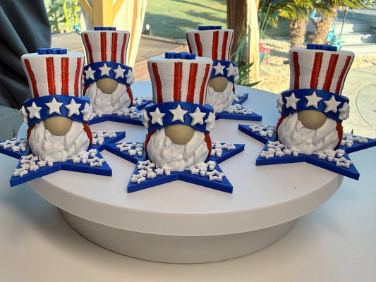 Patriotic Uncle Sam Gnome – 3D Printed Decor Set of 6