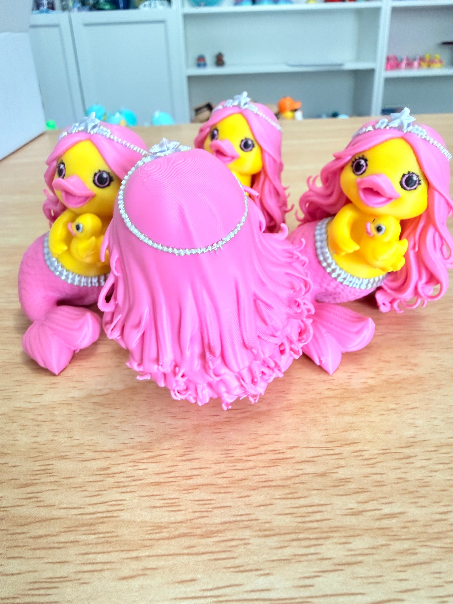 Mermaid Mama Duck with Baby – 3D Printed Collectible-Set of 4