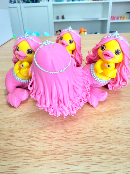 Mermaid Mama Duck with Baby – 3D Printed Collectible-Set of 4