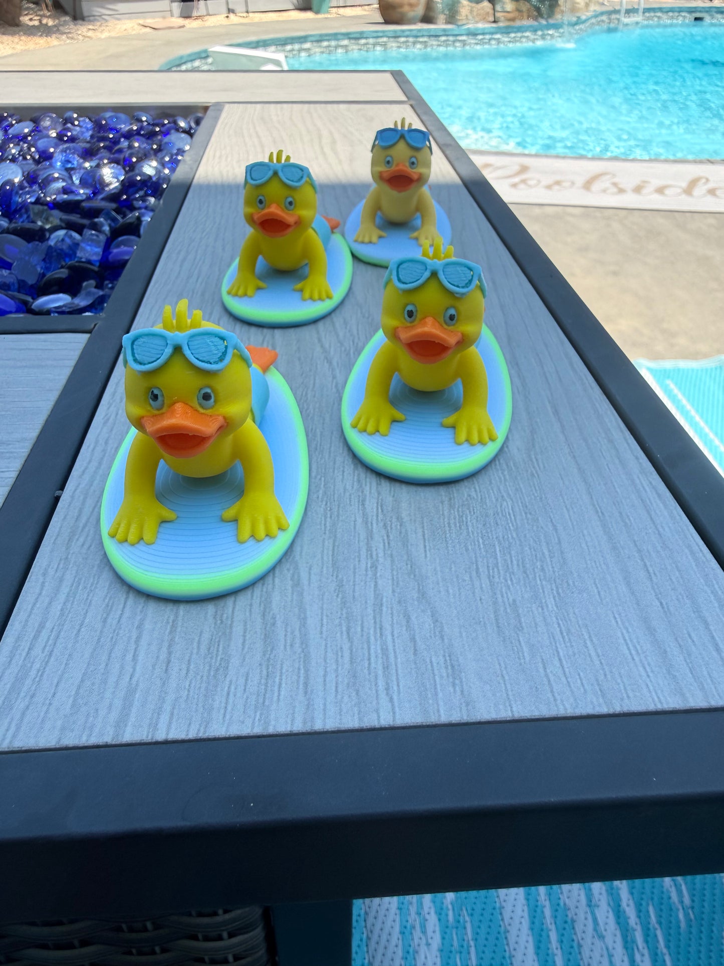 Surf’s Up Duck – 3D Printed Beach Surfer Duck -Set of 4