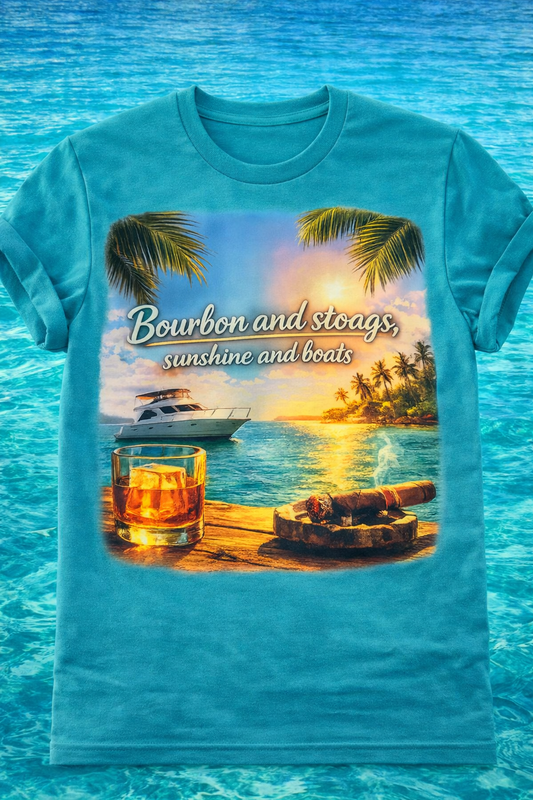 Bourbon and Stoags, Sunshine and Boats – Graphic T-Shirt