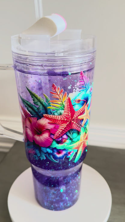 Tropical Flip-Flop Glitter Tumbler – 40 oz w/Straw Tooper